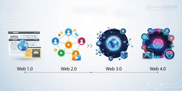 Web 1.0, 2.0, 3.0 ve Web 4.0 Nedir? Kapsamlı Karşılaştırma Rehberi
