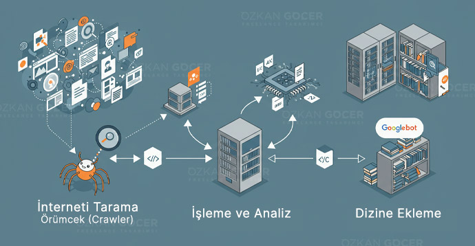 arama motoru çalışma mantığı görseli