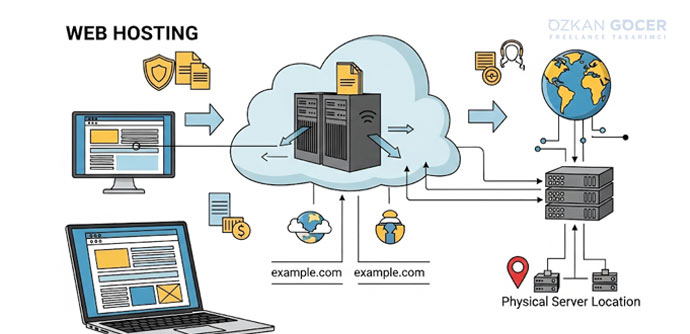 Hosting çalışma prensibi diyagramı
